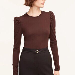 Rebecca Taylor Long Sleeve Ruched Top | Brown | Size XS | NWT
